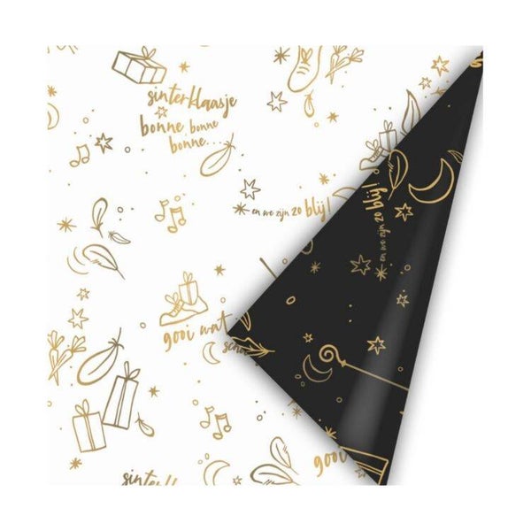 Sinterklaas inpakpapier zwart-wit.