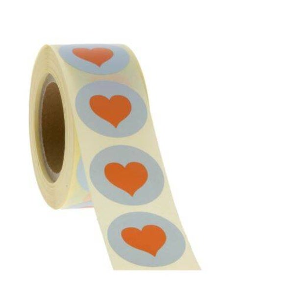 Sticker met oranje hartje (5 stuks)