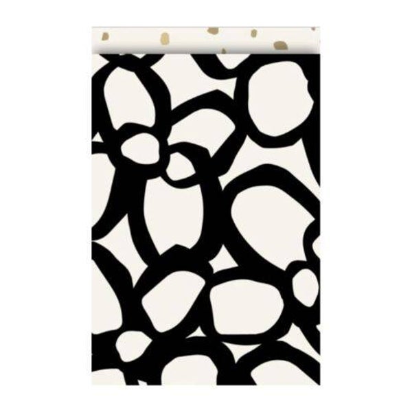 Cadeauzakje zwart-wit kring patroon.