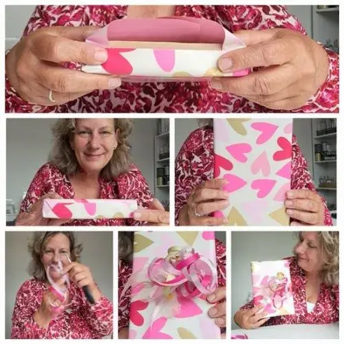 collage van het inpakken van cadeaus