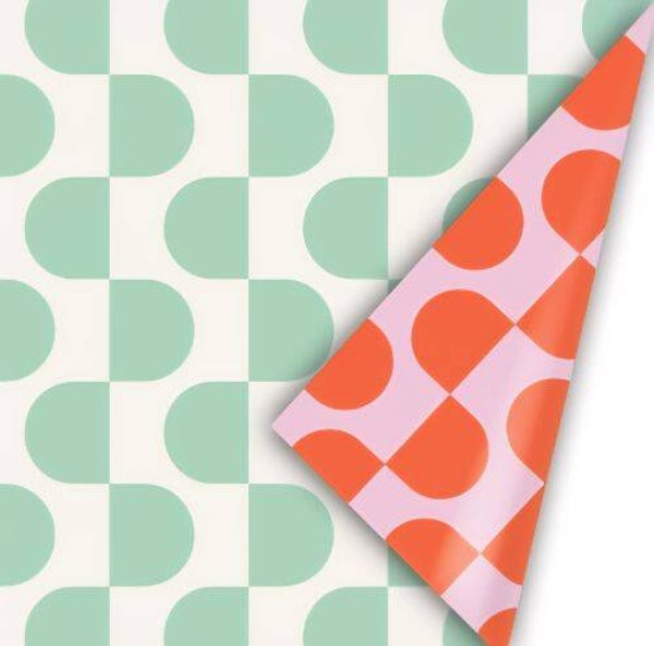 Inpakpapier groen en oranje.