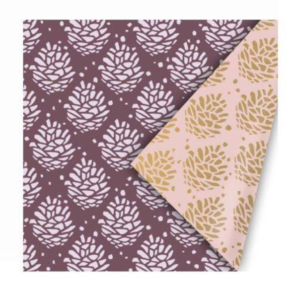 Kerst inpakpapier dennenappels.