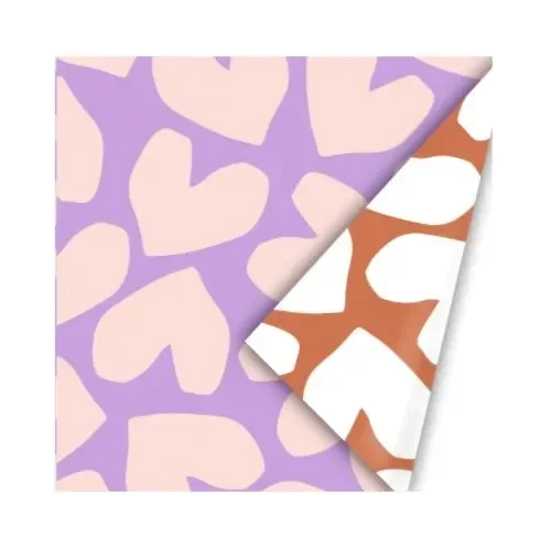 Inpakpapier  - hart lila en cognac