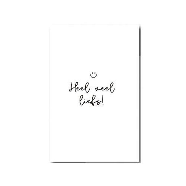 Minikaartje 'heel veel liefs'.