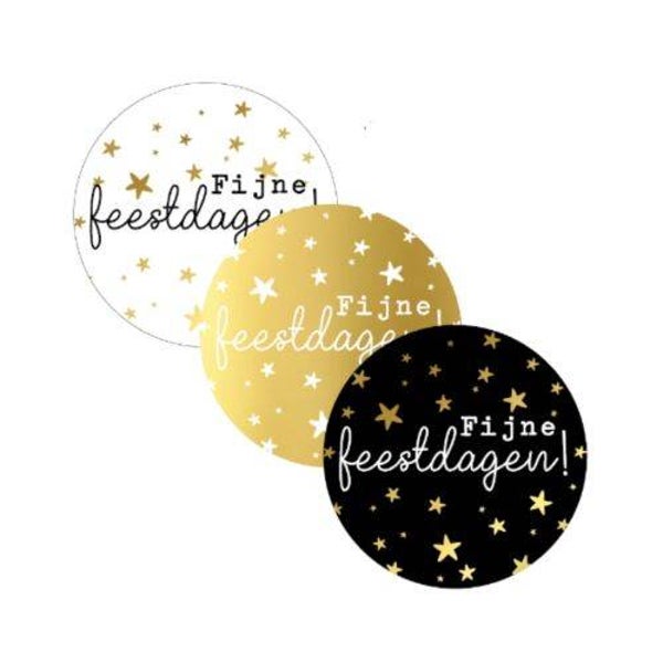 Sticker fijne feestdagen 50mm.  (3 stuks)