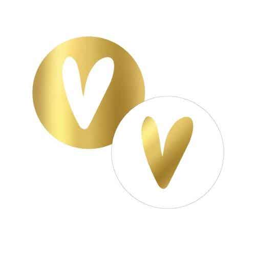 Sticker 'hart' goud-wit (4 stuks)