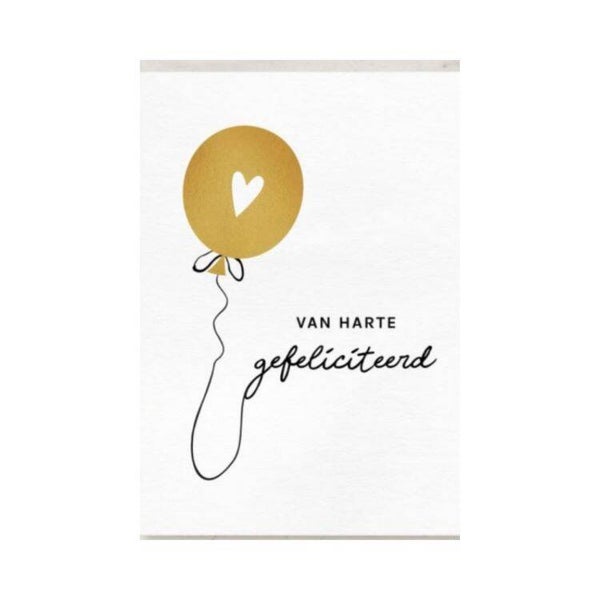 Wenskaart gefeliciteerd met ballon.