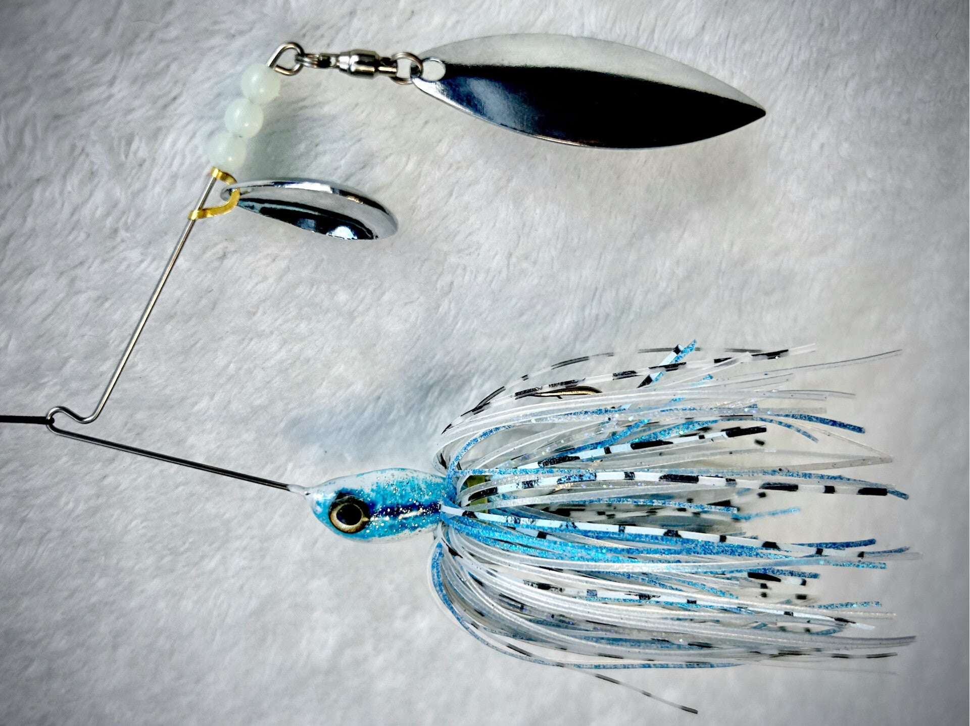 Blue and White w/ Navy Blue Stripe Spinnerbait