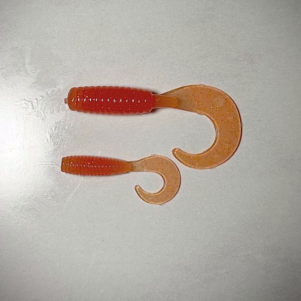 Red Orange Curly Tail Grubs