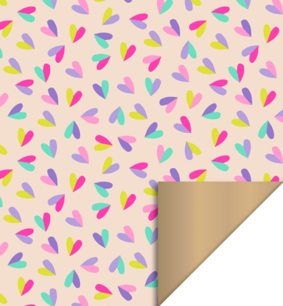 cadeaupapier Hearts Duo - Gold