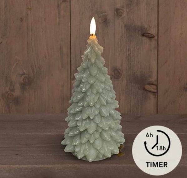 Kerstboom kaars 3D lont - Taupe Rustiek wax