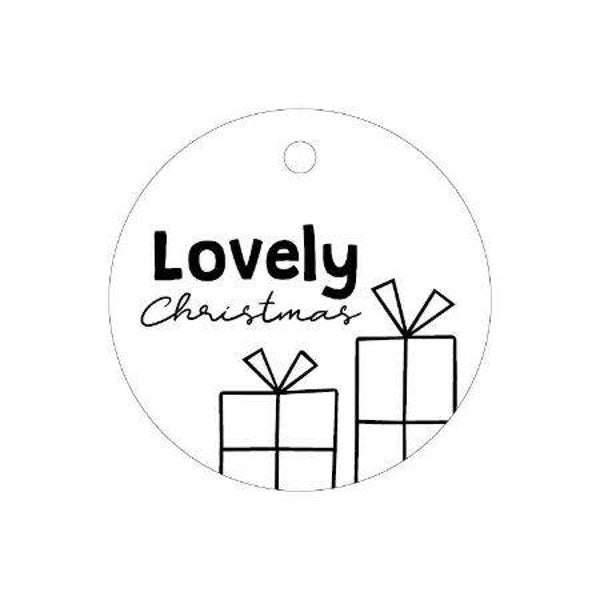 Cadeaulabel rond - lovely Christmas