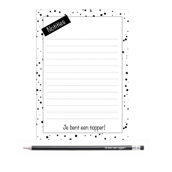 Je bent een topper! Notitieblok met potlood