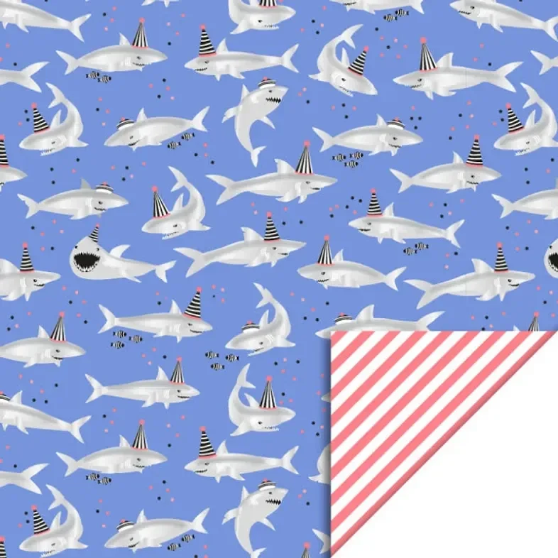 Cadeaupapier Shark Silver - Stripe Salmon