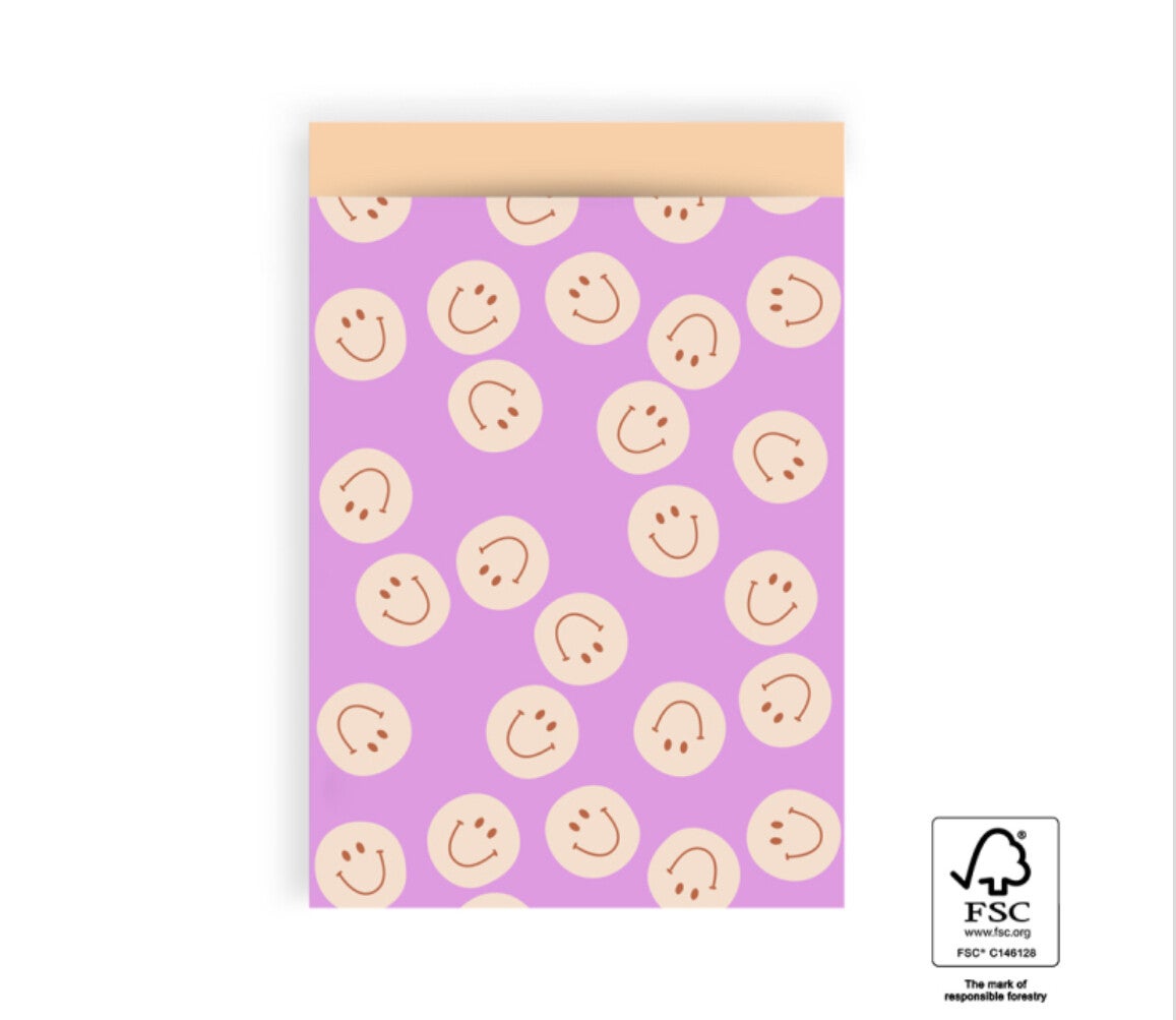 Cadeauzakje Smile pink - 5 stuks - 17x25cm