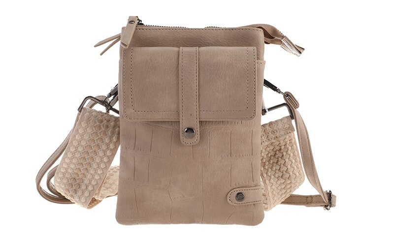 Light taupe telefoon- en schoudertasje Tyler