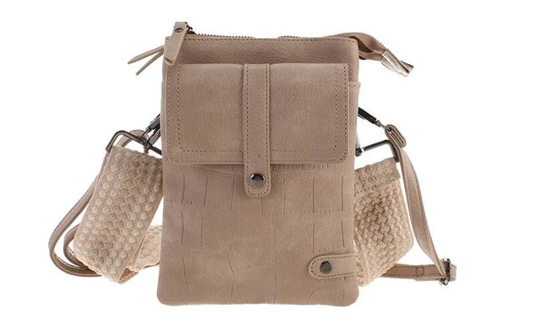 Light taupe telefoon- en schoudertasje Tyler