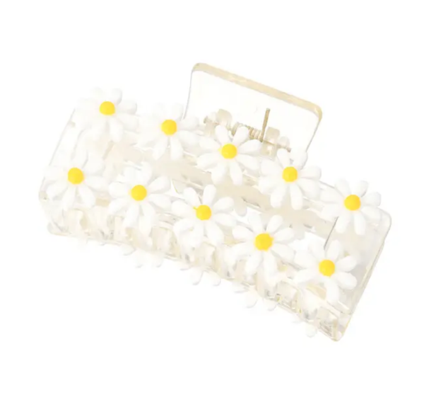Basic haarklem met witte bloemen