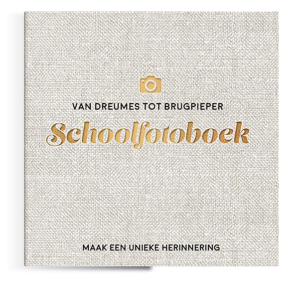 Van dreumes tot brugpieper schoolfotoboek - Linnen invulboek met goudfolie