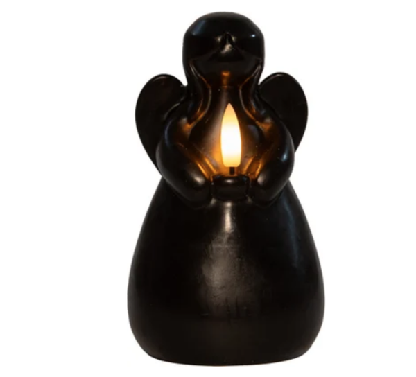 Kaars engel wax led - 3D vlam - zwart