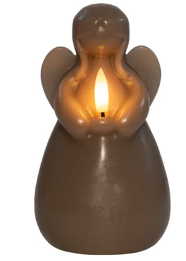 Kaars engel wax led - 3D vlam - taupe