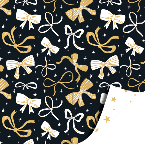 Cadeaupapier - Bows black & gold