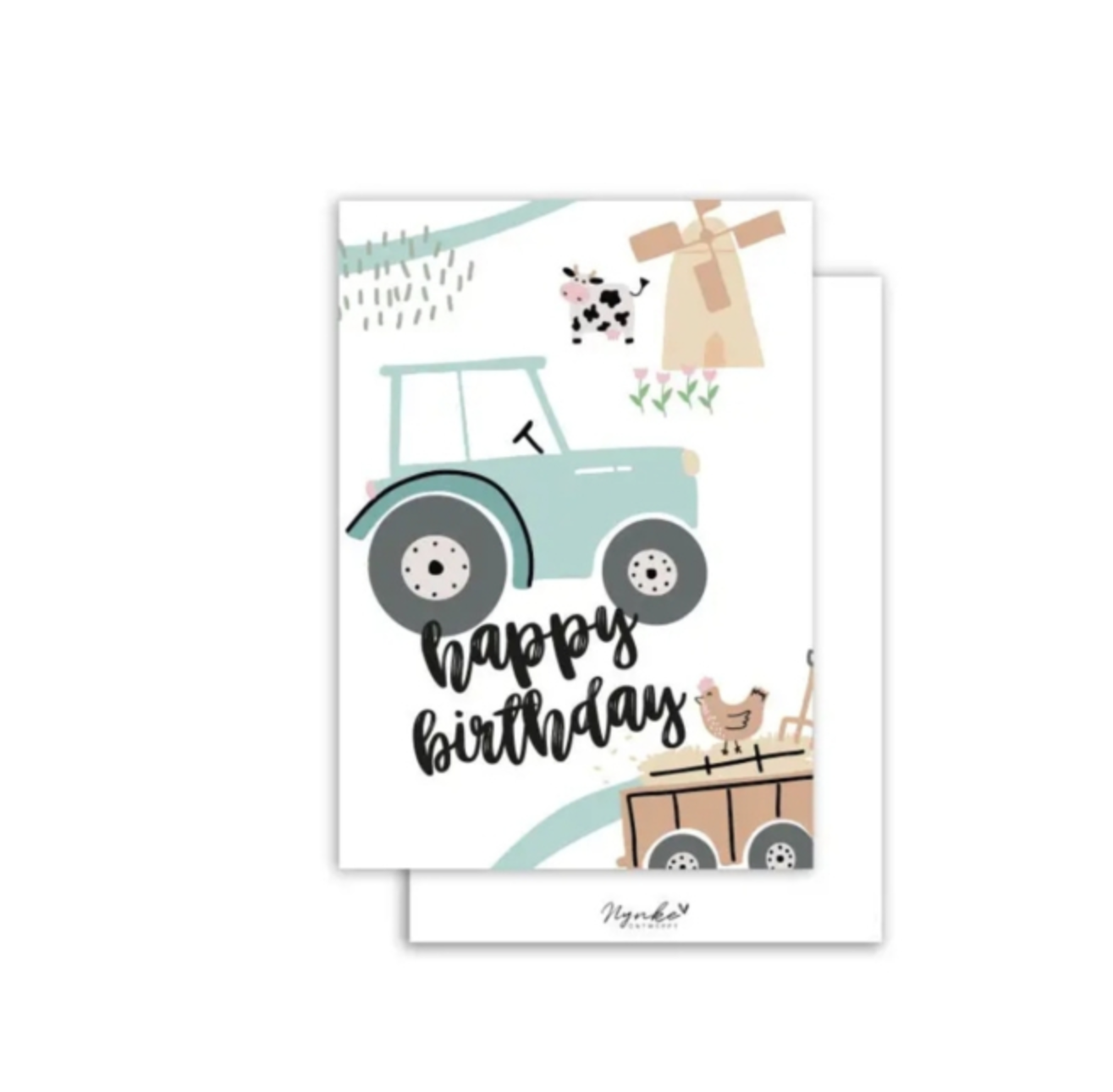 Kaart, happy birthday tractor