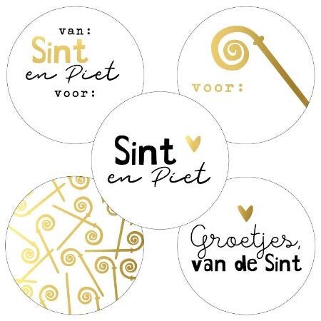 Stickers sinterklaas - goud- 10 stuks
