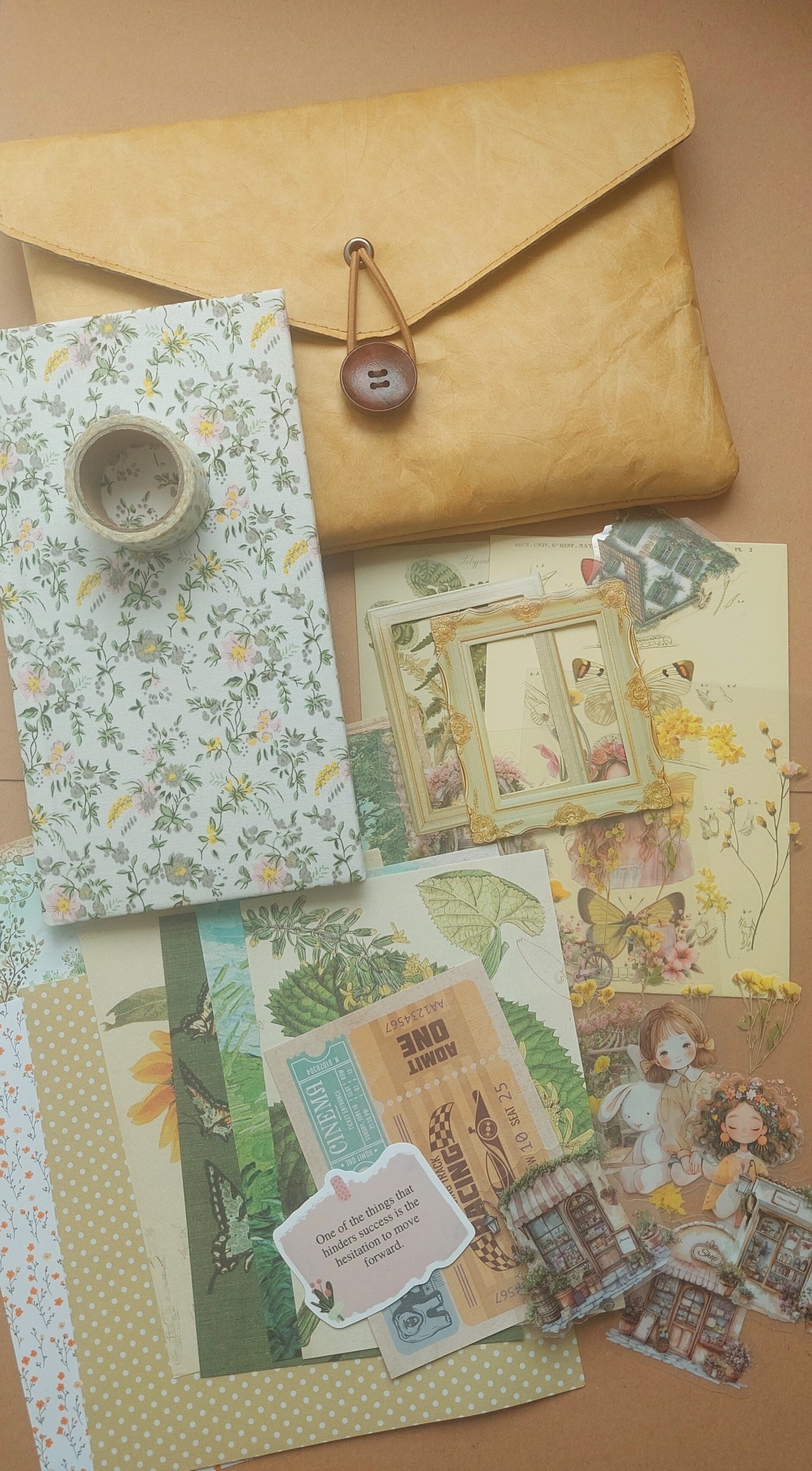Startbundels | journal en goodies met envelop in geel/rozetinten