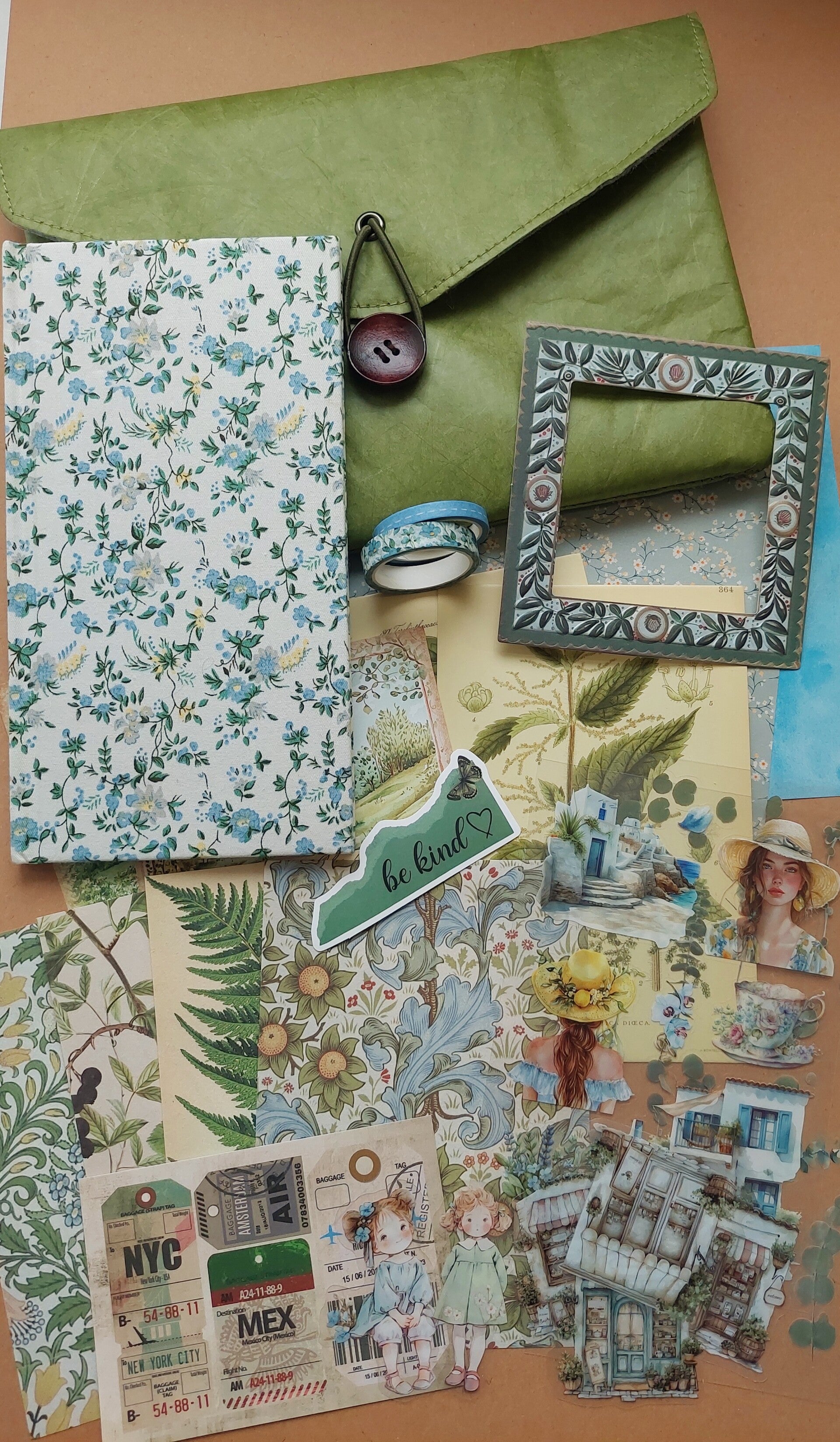 Startbundels | journal en goodies met envelop groen/blauwtinten