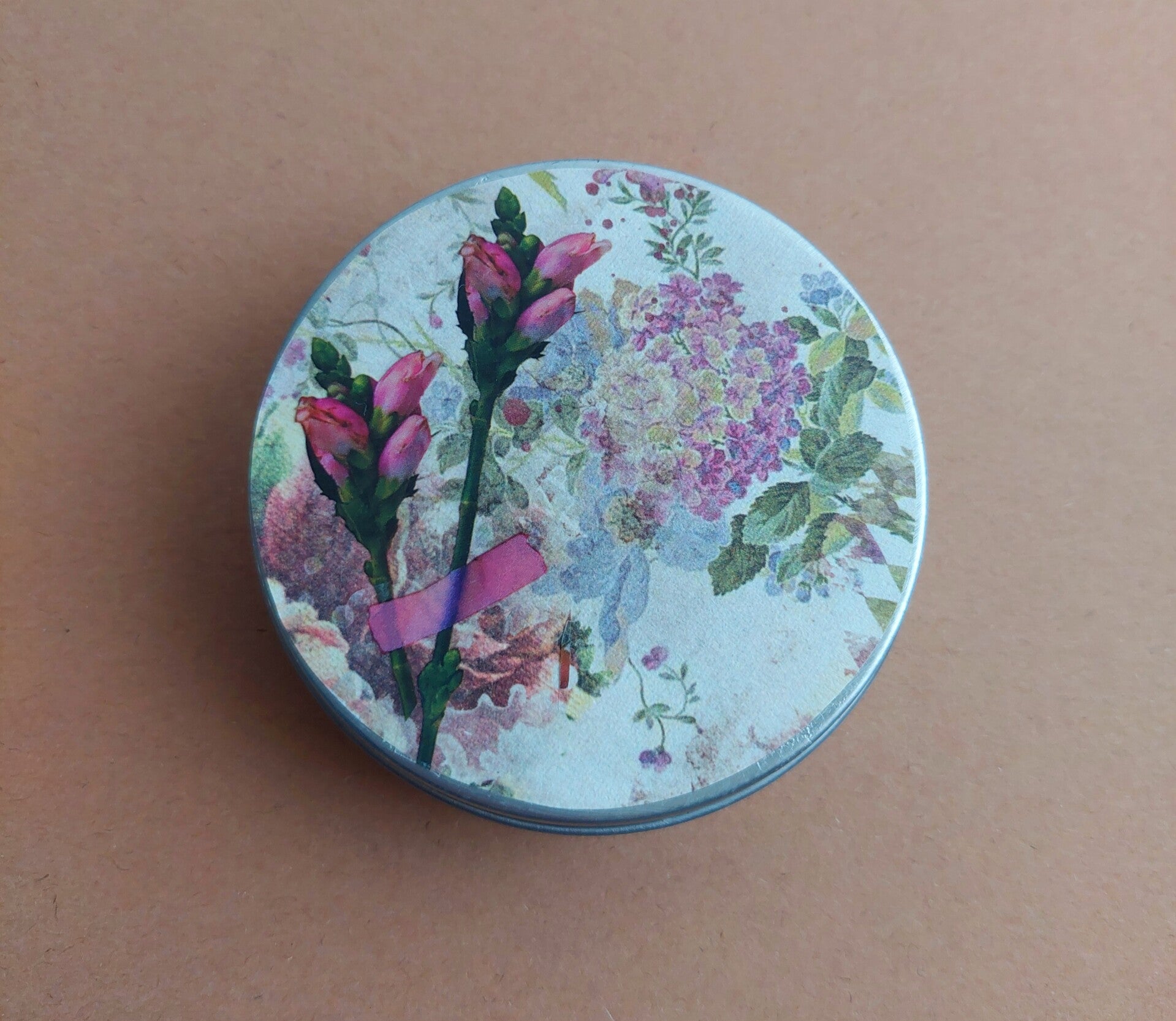 Stickers in rond blikje | bloemenmix