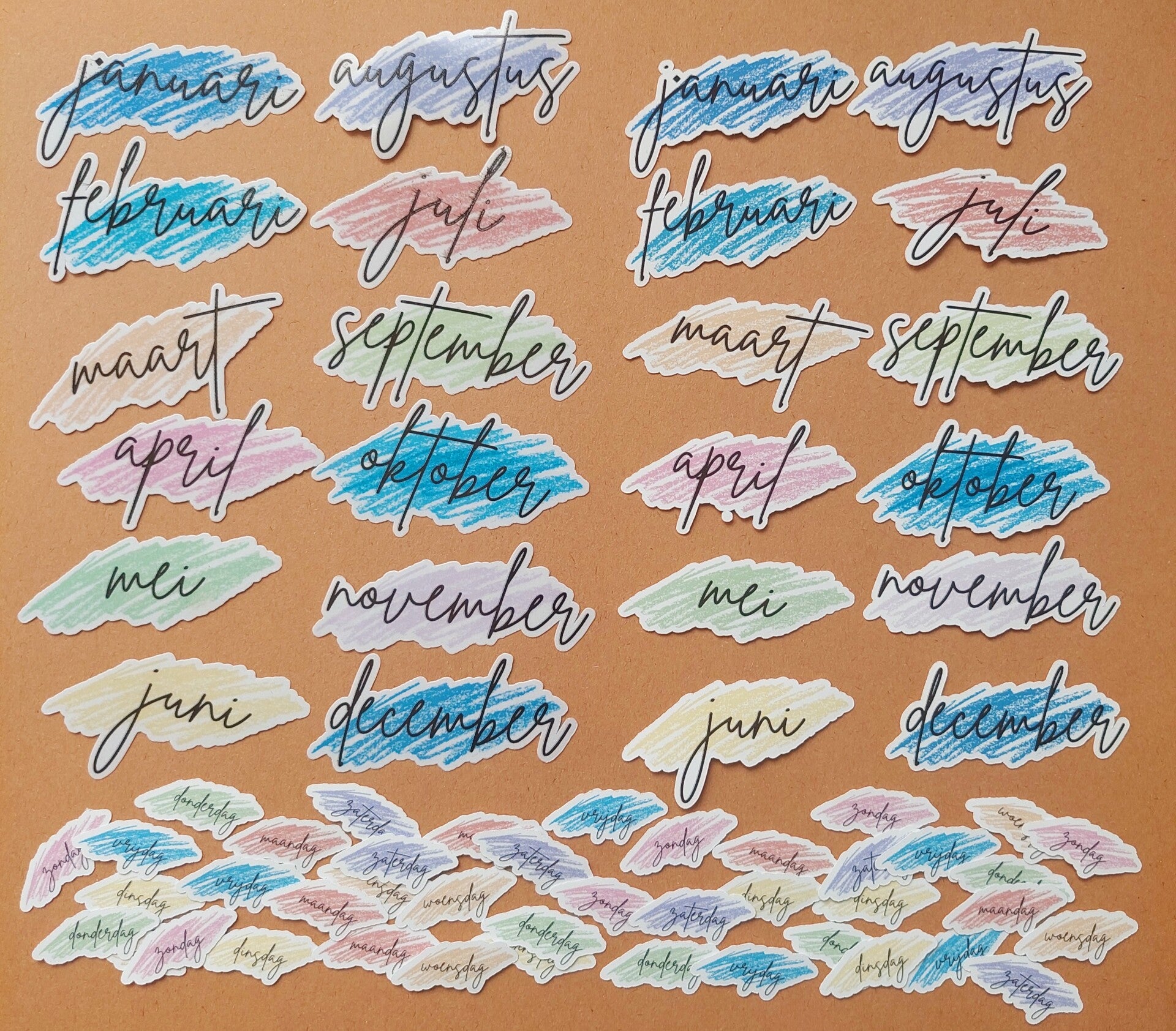 Stickers weken/maanden | potloodkrassen