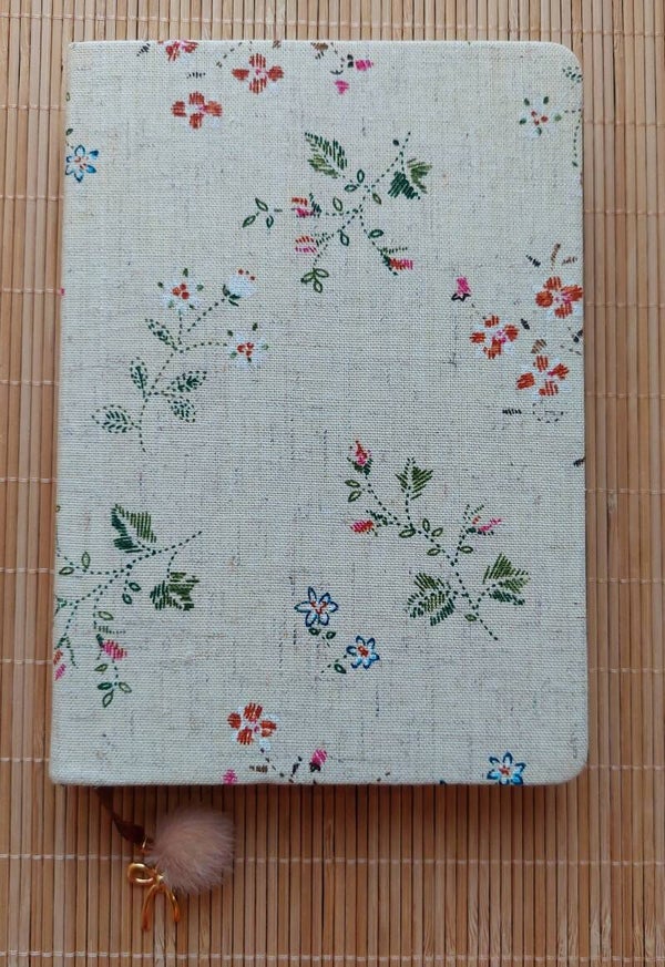 Notebook beige bloem