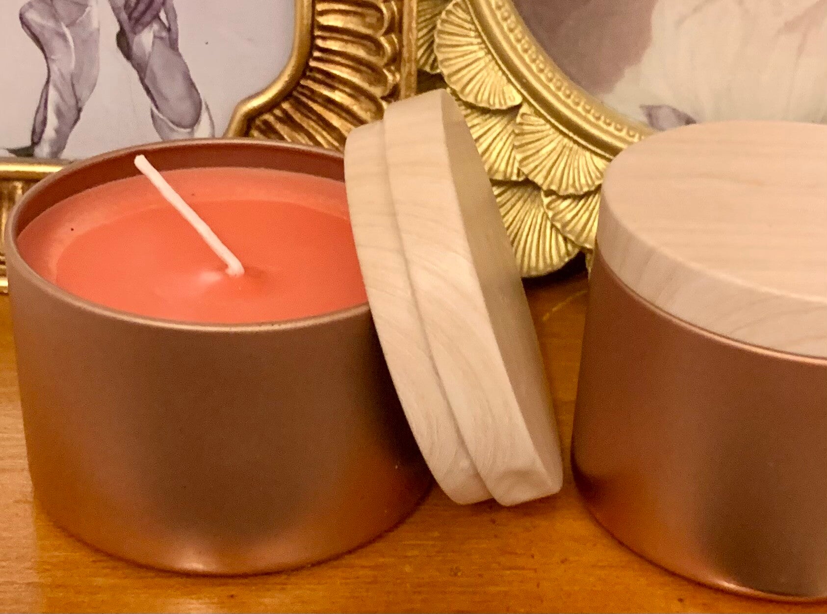 Fleurs d'Hiver - Corail - Pot doré