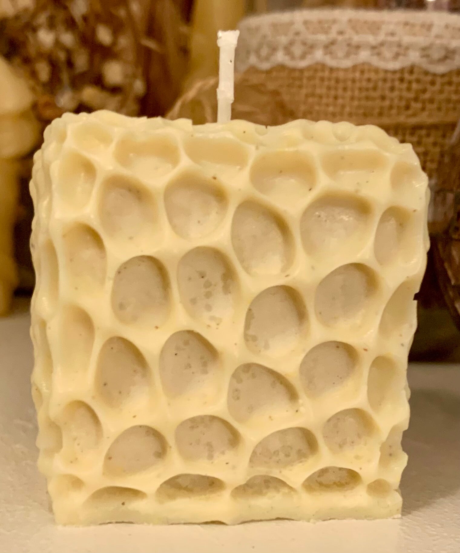 Présence du soir - Jaune Miel tacheté - Eponge carrée