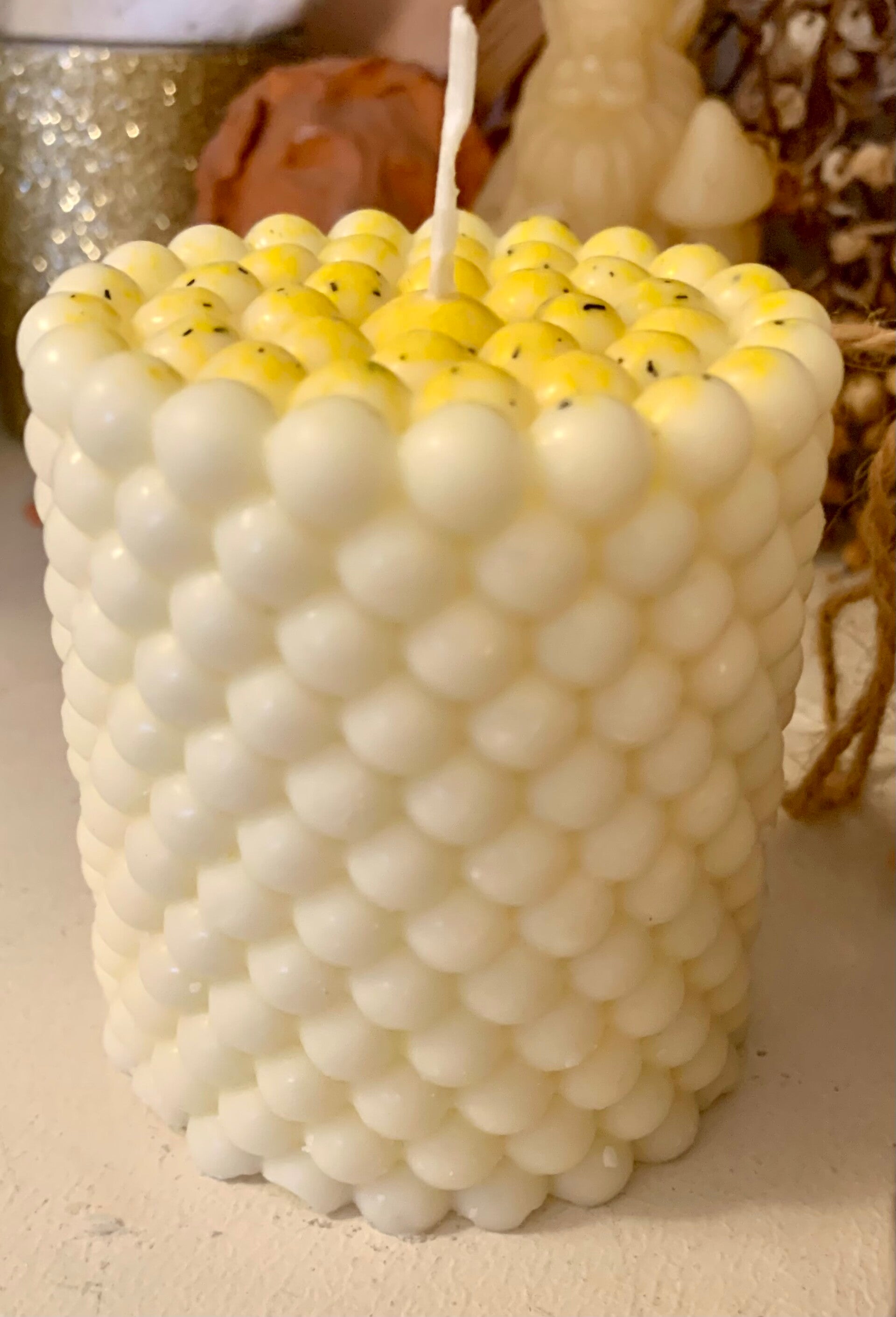 Thé au Citron - Ivoire tacheté - Ronde perlée