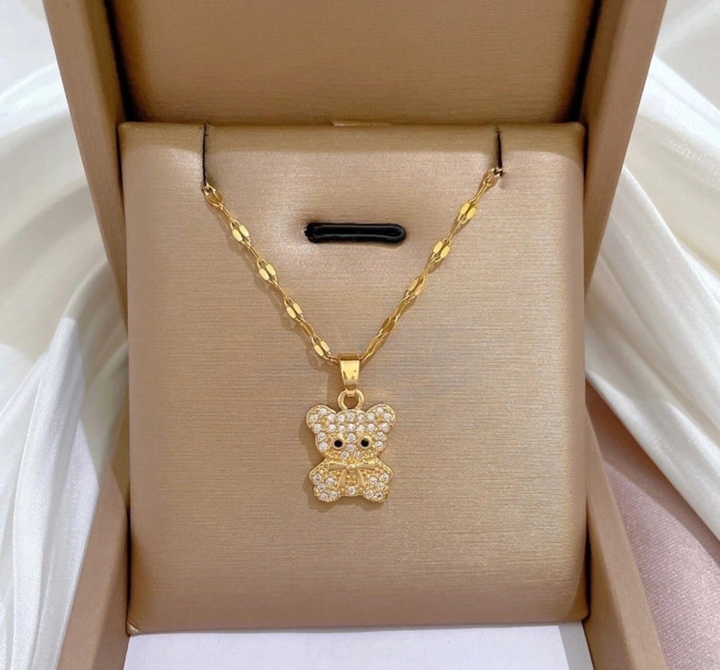 Sparkling Bear Charm Necklace