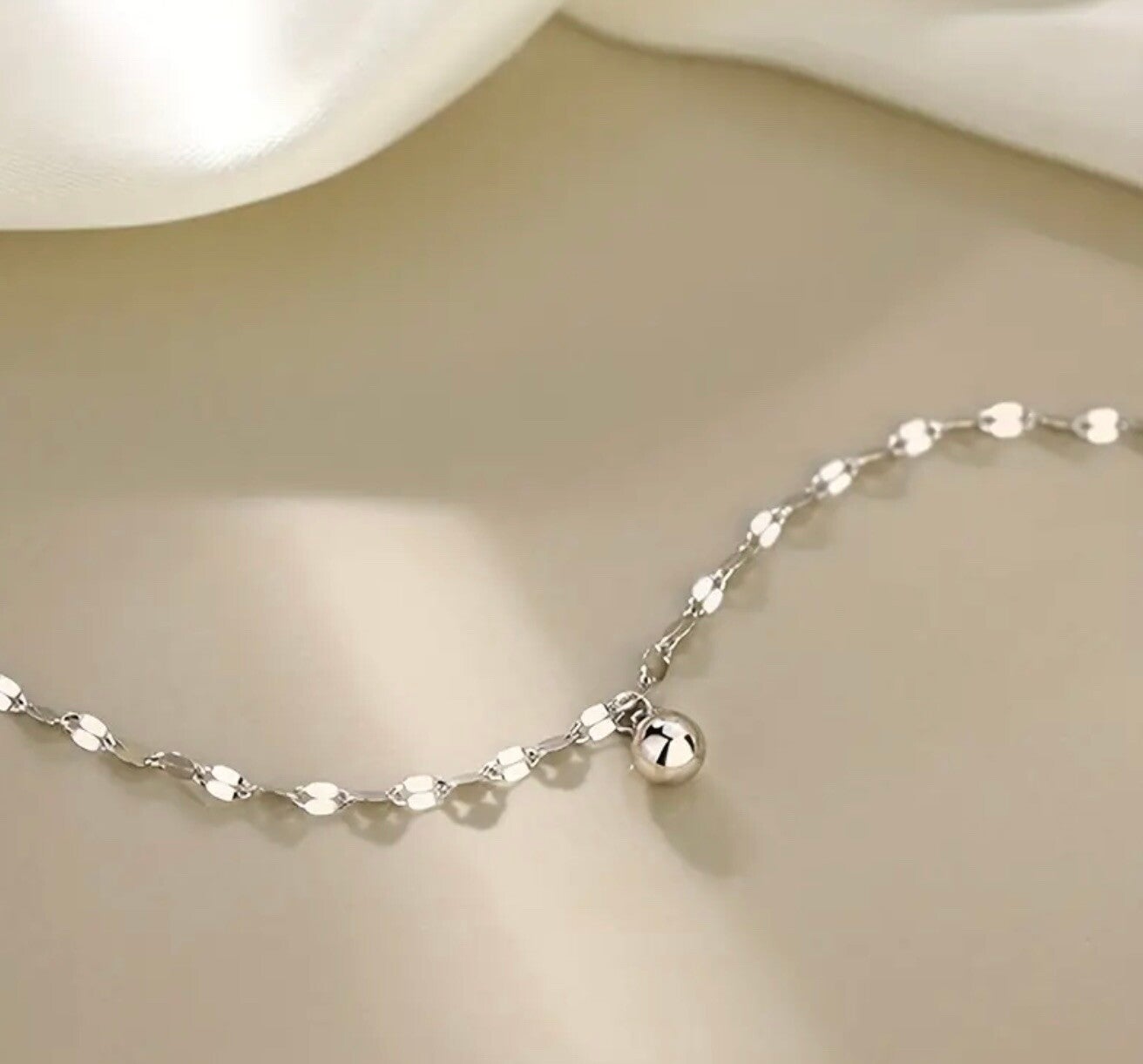 Sterling silver anklet with ball