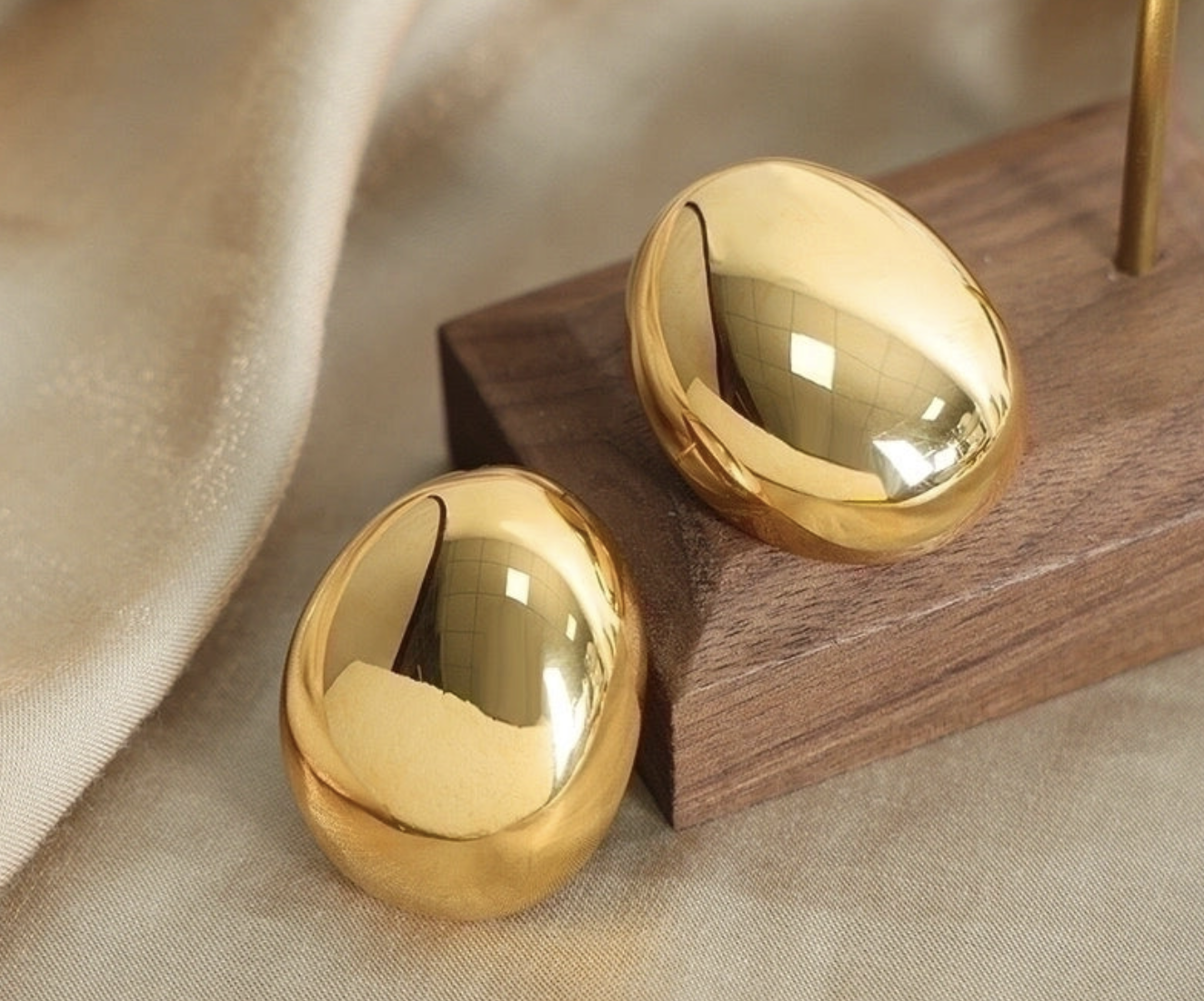Oval Plating Stainless Steel 18k Gold Plated Ear Studs