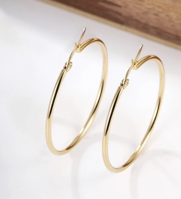 Simple Style Circle Stainless Steel Plating Hoop Earrings