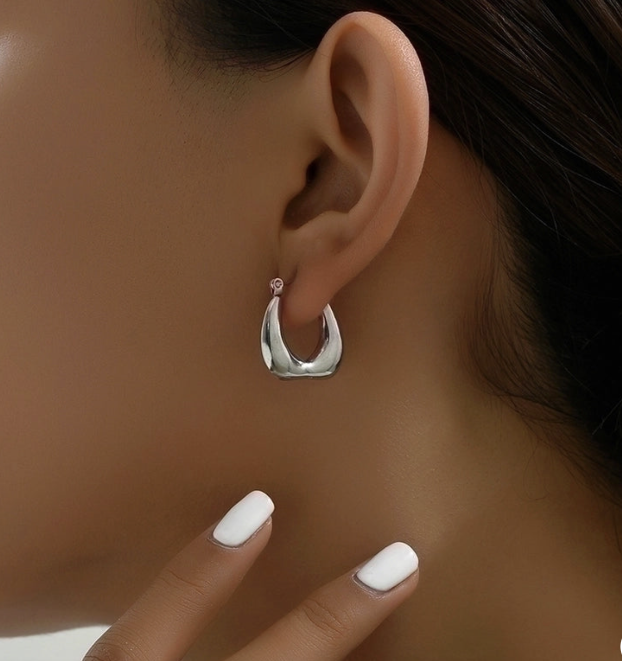 Vintage Style U Shape Plating Stainless Steel 18k Gold Plated White Gold Plated Hoop Earrings