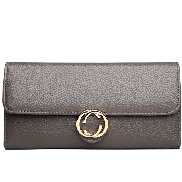 Miss Lulu Leather Look Purse Grey