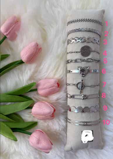 Bracelets argentés en acier inoxydable