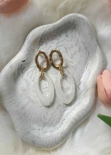 Boucles d’oreilles ovales - blanches