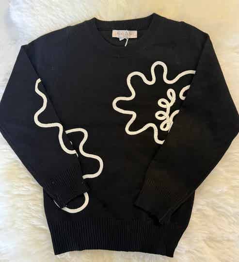 Pull noir à broderies
