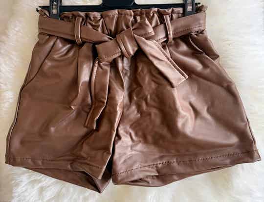 Short simili cuir - chocolat
