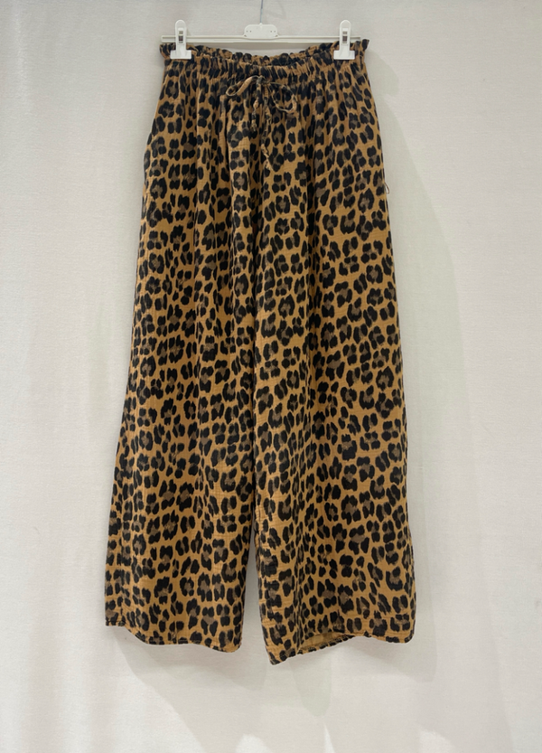 Pantalon léopard gaze de coton (div coloris)