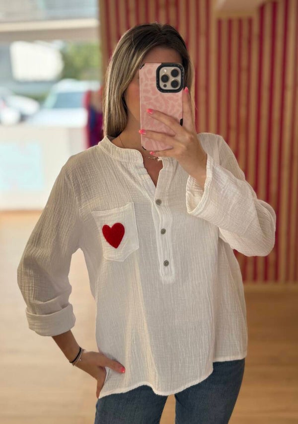 Blouse gaze de coton cœur - div coloris