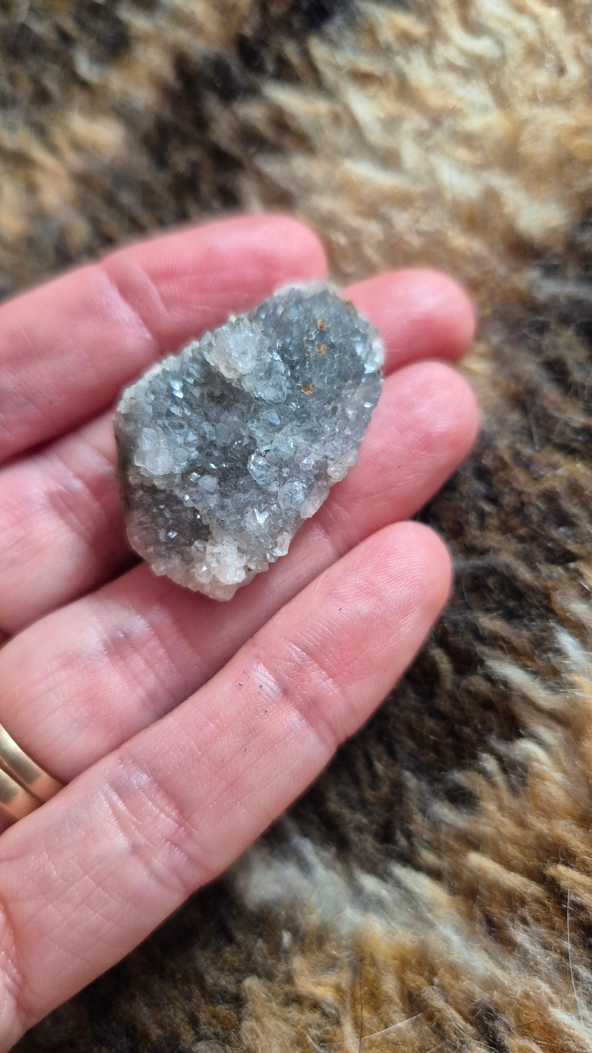 Hand mined cluster smokey quartz crystal