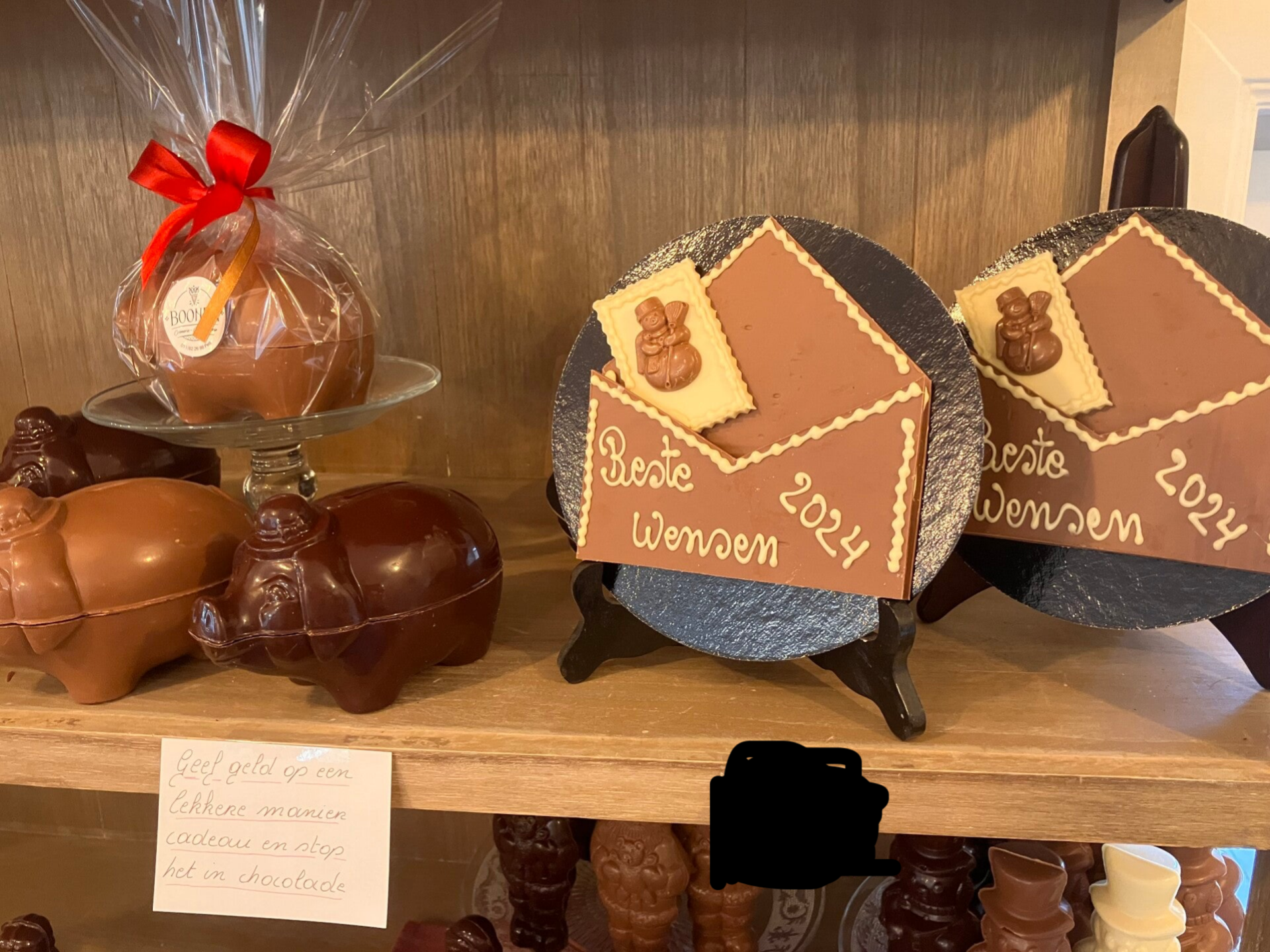 Spaarvarken in chocolade met geldbedrag naar keuze